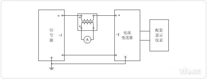 數(shù)字輸出電流變送器校準(zhǔn)接線(xiàn)圖(電流互感器擴(kuò)展標(biāo)準(zhǔn)表量程)